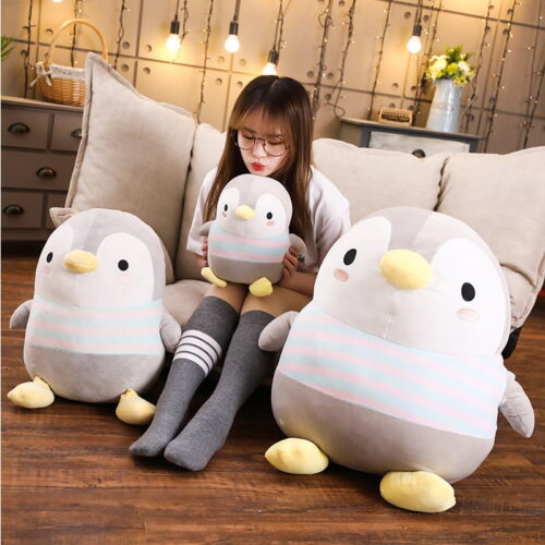 A set of plush chubby penguin plushies, soft and cuddly.