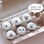 DIY kawaii diy kit: Cute rice balls shaped like animals in a carton.