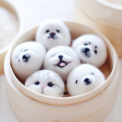 DIY Kawaii Roly Poly Rice Balls in a bamboo steamer, kawaii diy kit.