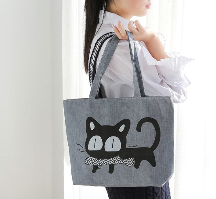 kawaii handbag cat canvas