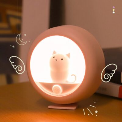 Kawaii Neko Night Light: Body-Activated Lamp
