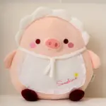 Kawaii baby animal plushies – Little Sunshine Collection, a pink pig plush with a bib and bow.