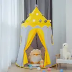 Yellow and gray baby animal plushies tent with plush toys inside, Little Sunshine Collection.