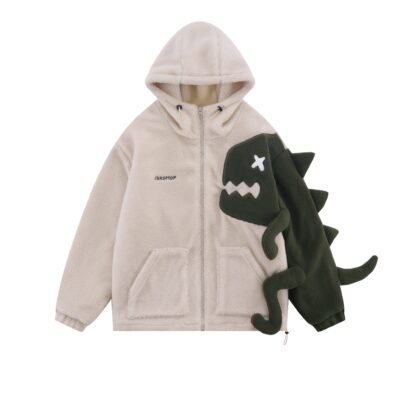 Harajuku Fluffy Cashmere Hoodie - Dino Edition