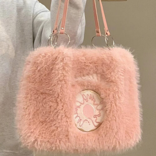 Kawaii Donut Plush Tote Bag