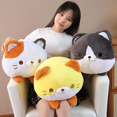 Kawaii Neko Cat Round Pillow - Chonky Plushies