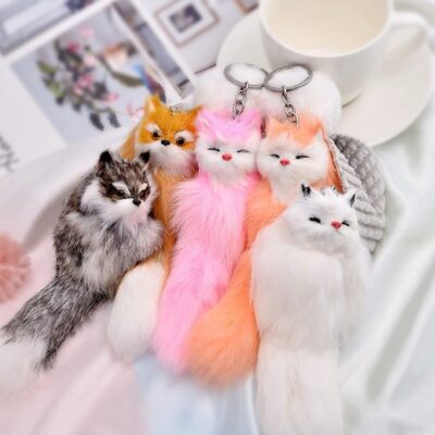 Korea Plush Little Fox Keychain Car Pendant Creative Gift