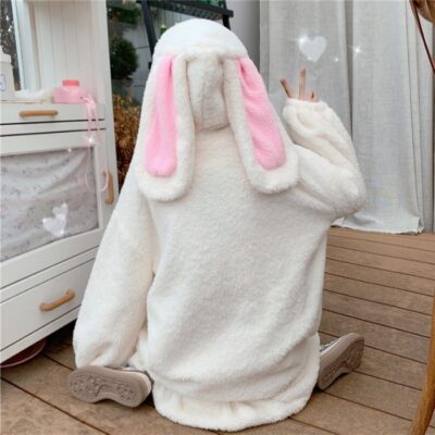 Plush Fluffy Rabbit Hoodie