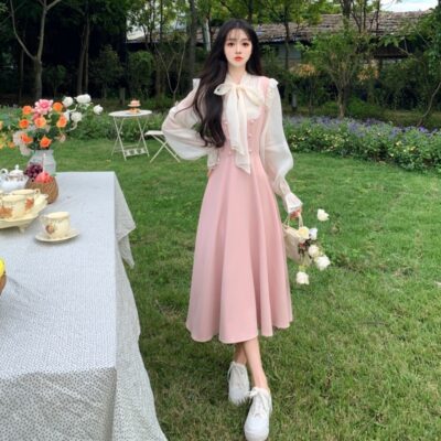 Long Pink Dress - Vintage Aesthetic