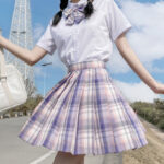 Taro Cake Tartan Skirt