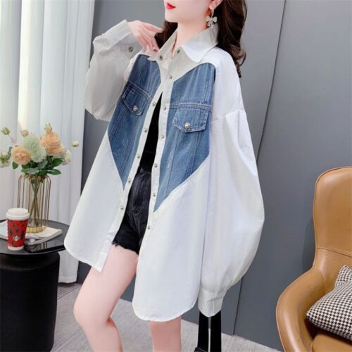 Loose Denim Heart Cardigan - Korean Aesthetic