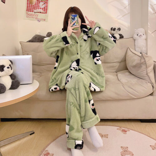 Panda Coral Pajamas - Korean Fashion
