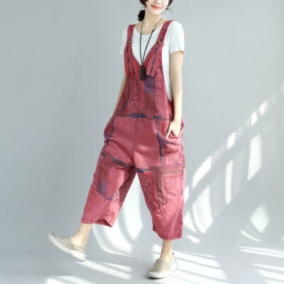 Denim Suspender Pants - Vintage Aesthetic