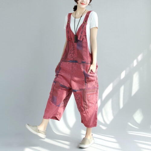 Denim Suspender Pants - Vintage Aesthetic