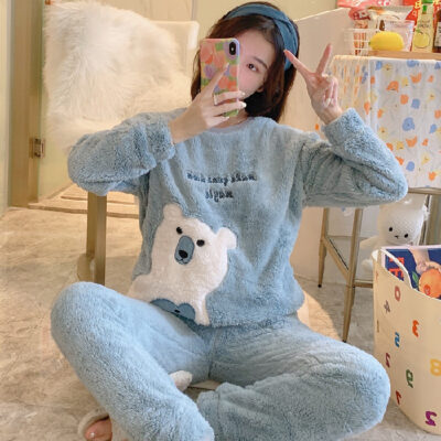 Fluffy Plush Pajamas - Korean Fashion