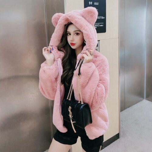 Hooded Fluffy Plush Coat