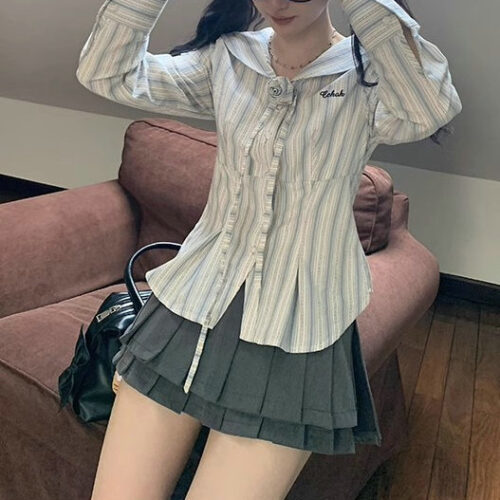 High Waist Double-layer Pleated Skirt