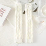 Cute Bow Gyaru Socks - Kawaii Aesthetic, white knitted socks with bows.