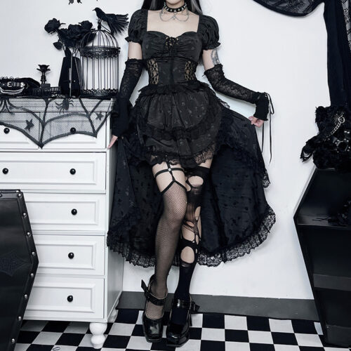 Elegant Two Piece Dark Dress - Gothic Aesthetic