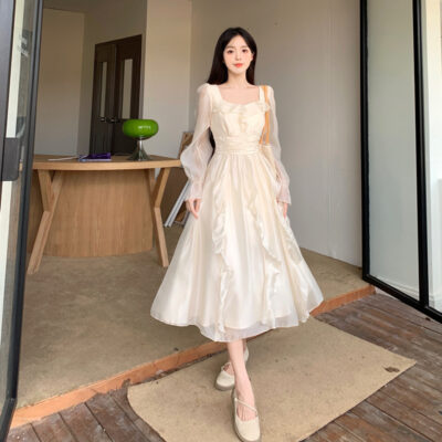 French Style Long Sleeve Dress