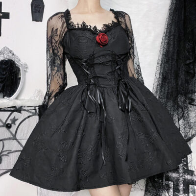 Dark Flower Dress - Gothic Aesthetic