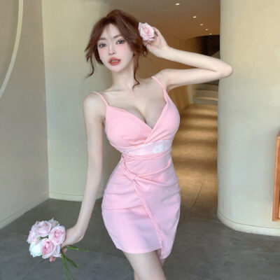 Stitching Short Dress - Coquette Aesthetic