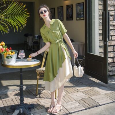 French Style Irregular Dress - Vintage Aesthetic