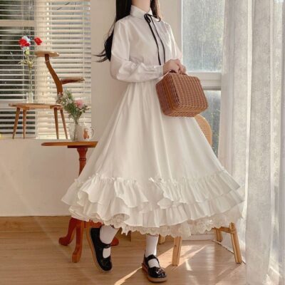 Ruffled High Waist Long Skirt - Gothic Lolita
