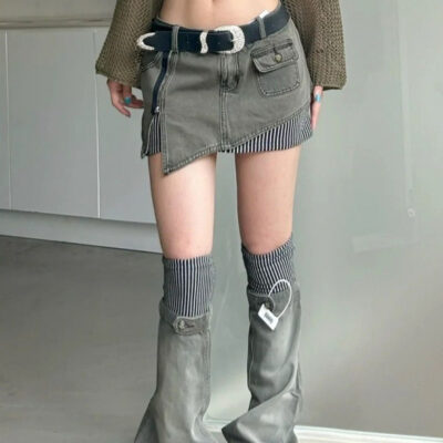 American-style Retro Denim Skirt - Y2K Aesthetic