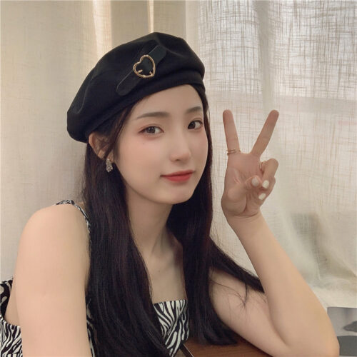 Summer Retro Black Beret - French Aesthetic