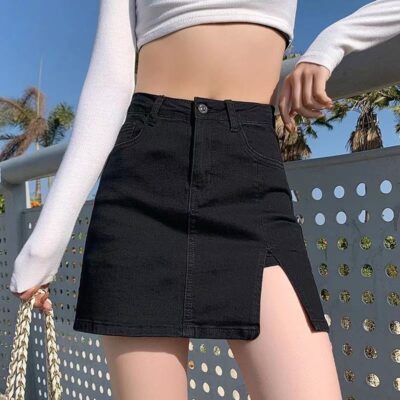 High Waist Denim Skirt - Y2K Aesthetic