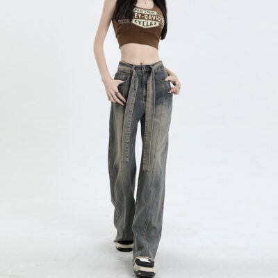 High Waist Long Jeans - Y2K Aesthetic