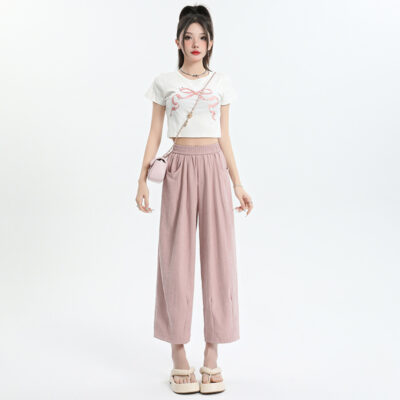 High Waist Loose Pants - Korean Aesthetic