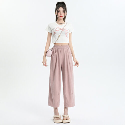 High Waist Loose Pants - Korean Aesthetic