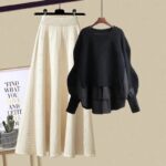 Black Top Apricot Skirt