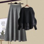 Black Top And Gray Skirt