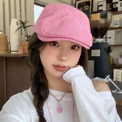 Bowed Cute Hat - Korean Aesthetic