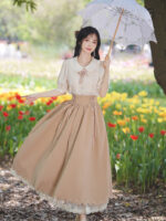 Beige Suit With Bow Tie