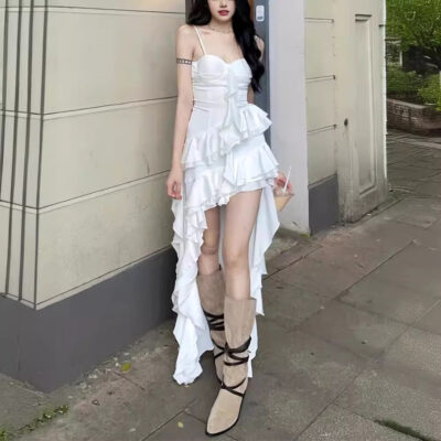 Ruffled Sling Dress - Coquette Aesthetic