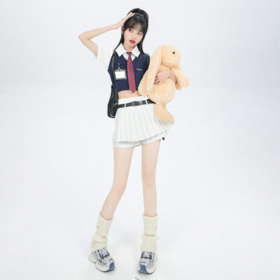 Korean Slim Pleated Skirt - Preppy Aesthetic