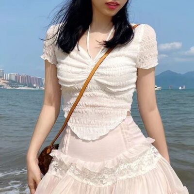 High Waist Ruffled Chiffon Skirt - Coquette Aesthetic