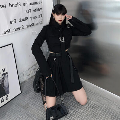 Kakkoi Style Pleated Set - Gothic Aesthetic