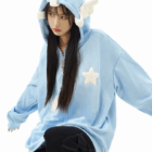 Loose Thick Feathered Hoodie - Harajuku Aesthetic word1