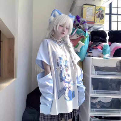 Saggy Short-Sleeved T-Shirt - Animecore Aesthetic