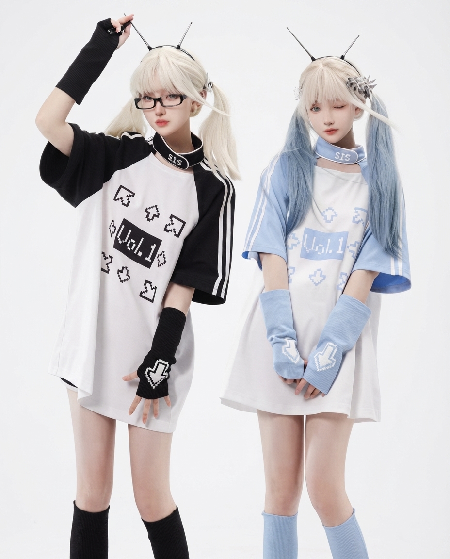 Sky Blue Gaming Tee - Harajuku Aesthetic product photo 1 Sky Blue Gaming Tee - Harajuku Aesthetic word1