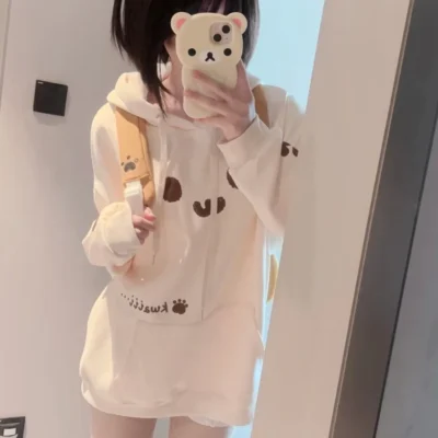 Kaomoji Bear Hoodie - Kawaii Clothes