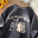 Summer cat t-shirt featuring a cute kawaii cat design and text.