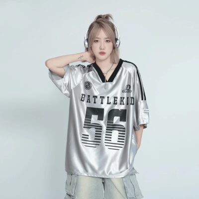 Korean-Style Sports Jersey - Y2K Aesthetic