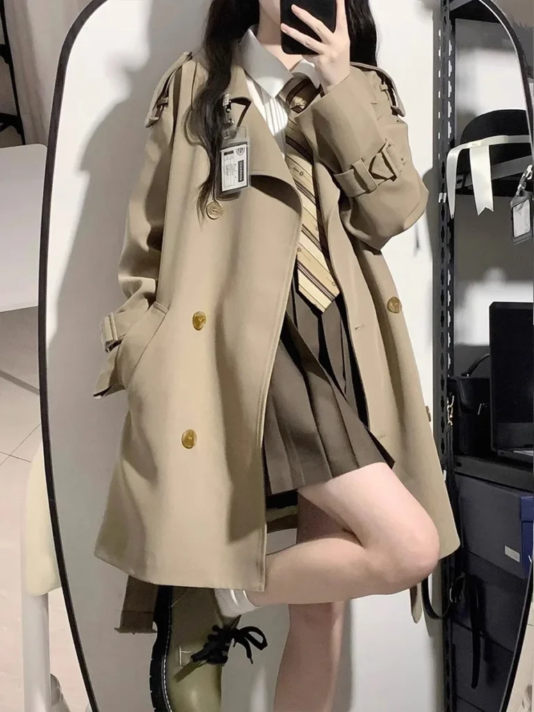 Loose Classic Trench Coat - Preppy Aesthetic
