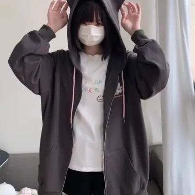 Japanese Style Cat Eared Hoodie - Harajuku Aesthetic